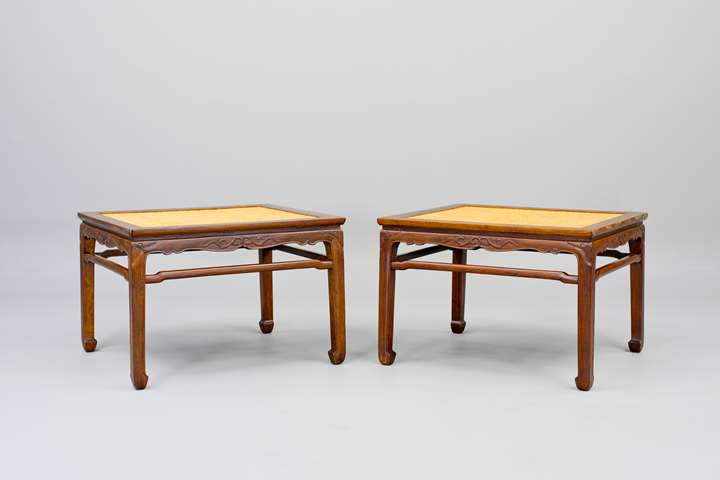 A pair of Huanghuali Wood Meditation Stools